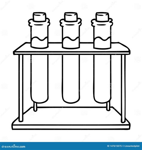 Line Drawing Doodle of a Science Test Tube Stock Vector - Illustration of cartoon, drawn: 147615075