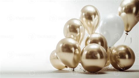 Gold and white balloon on white background with copy space. 22318582 ...