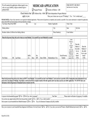 Printable Medicaid Application - Printable Application