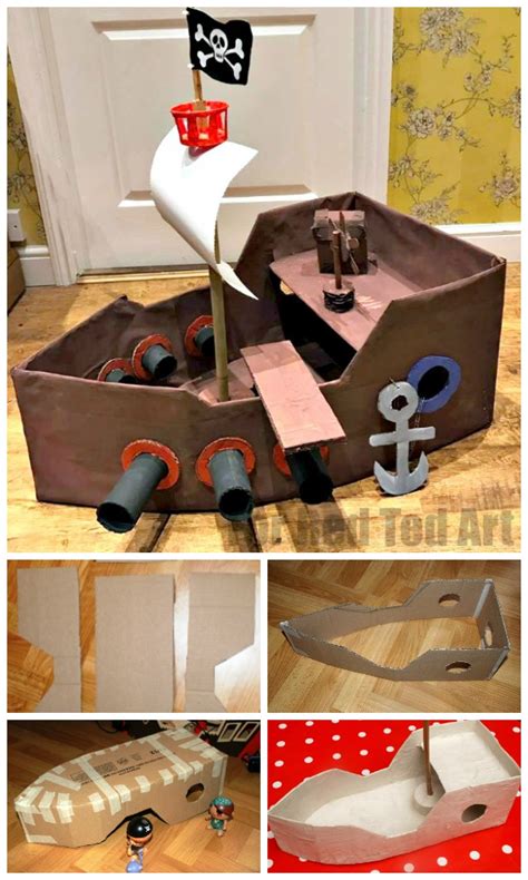 How to make a Pirate Ship from cardboard - easy craft! - Red Ted Art