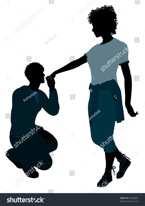 African American Couple Silhouette Illustration On Stock Illustration ...