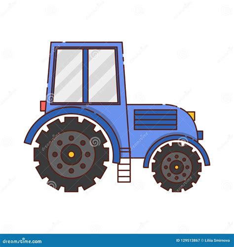 Vector Flat Cartoon Tractor on White Background Stock Vector ...