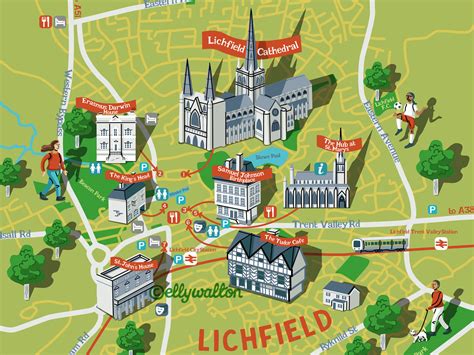 Lichfield City illustrated vector tourist map by Elly Walton on Dribbble