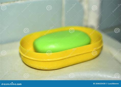 Green Bar of Soap in the Soap Dish in the Bathroom Stock Photo - Image of health, healthy: 204635430