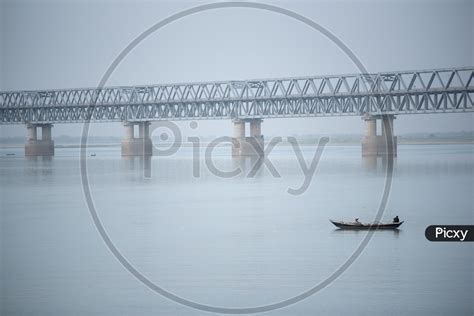 Image of Fishing Boats On The Ganga River Near Digha - Sonepur Bridge ...