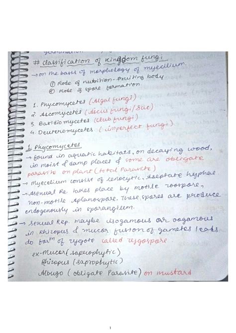 SOLUTION: Classification of kingdom fungi - Studypool