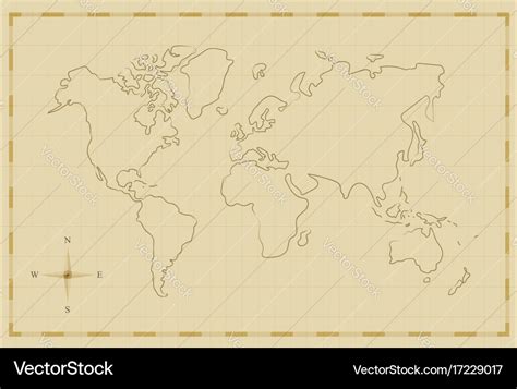 Vintage world map old hand drawn art Royalty Free Vector