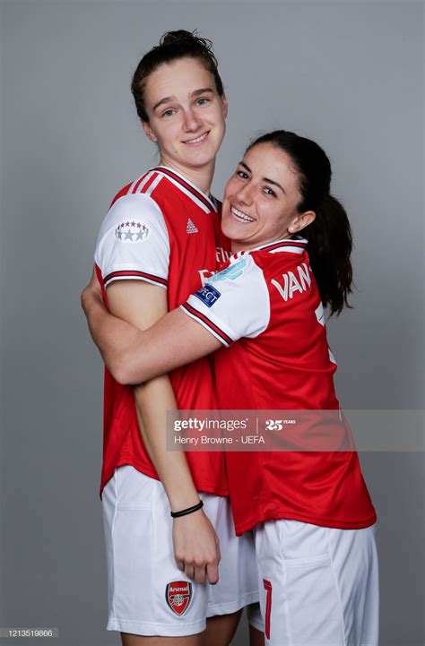 Vivianne Miedema and Danielle van de Donk of Arsenal pose during the ...