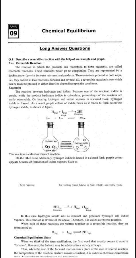 Q.1 Describe a reversible reaction with the help of an example and graph...