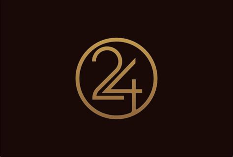 Premium Vector | 24 years anniversary logo, gold line circle with ...