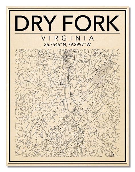 Wall Art Map Print of Dry Fork Virginia | Etsy