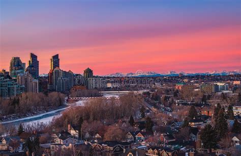 Sunrise Over Calgary and Mountains Stock Photo - Image of metropolis, lookout: 239735644