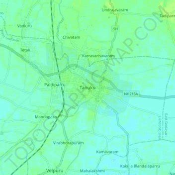 Tanuku topographic map, elevation, terrain