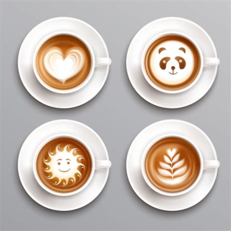 Free Vector | Latte Coffee Art Set