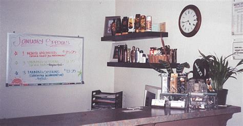 This is the tanning salon I worked at for a year. This was the front counter with the specials ...