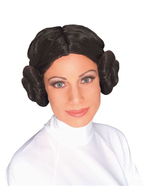 PRINCESS LEIA WIG star wars side buns brown hair womens halloween ...