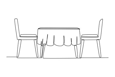 Single one-line drawing modern dining table in the kitchen. Kitchen ...