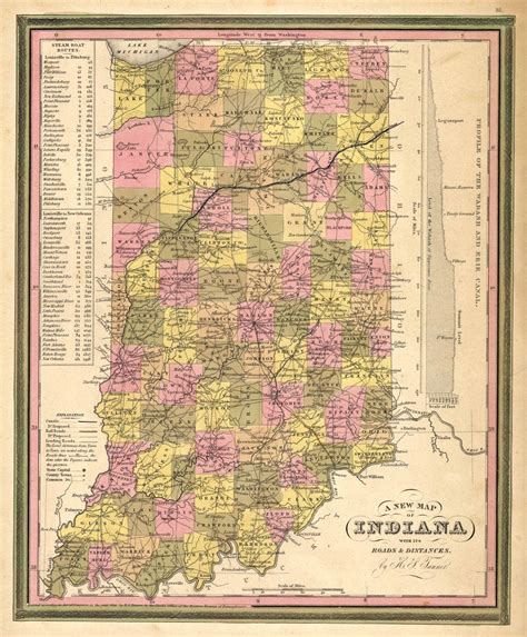 Mitchellâ s 1846 Map of Indiana by S. Augustus Mitchell Jr.: (1846) | Art Source International Inc.