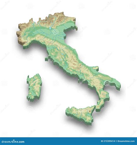 3d Isometric Relief Map of Italy Stock Vector - Illustration of territory, communication: 272399414