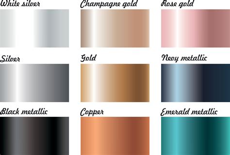 Metallic foil shiny linear gradient swatches.Gold, silver, rose gold 3219223 Vector Art at Vecteezy