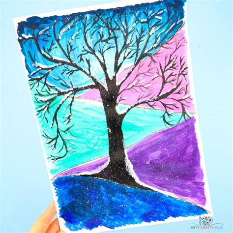 Snowy Winter Tree Art - Arty Crafty Kids