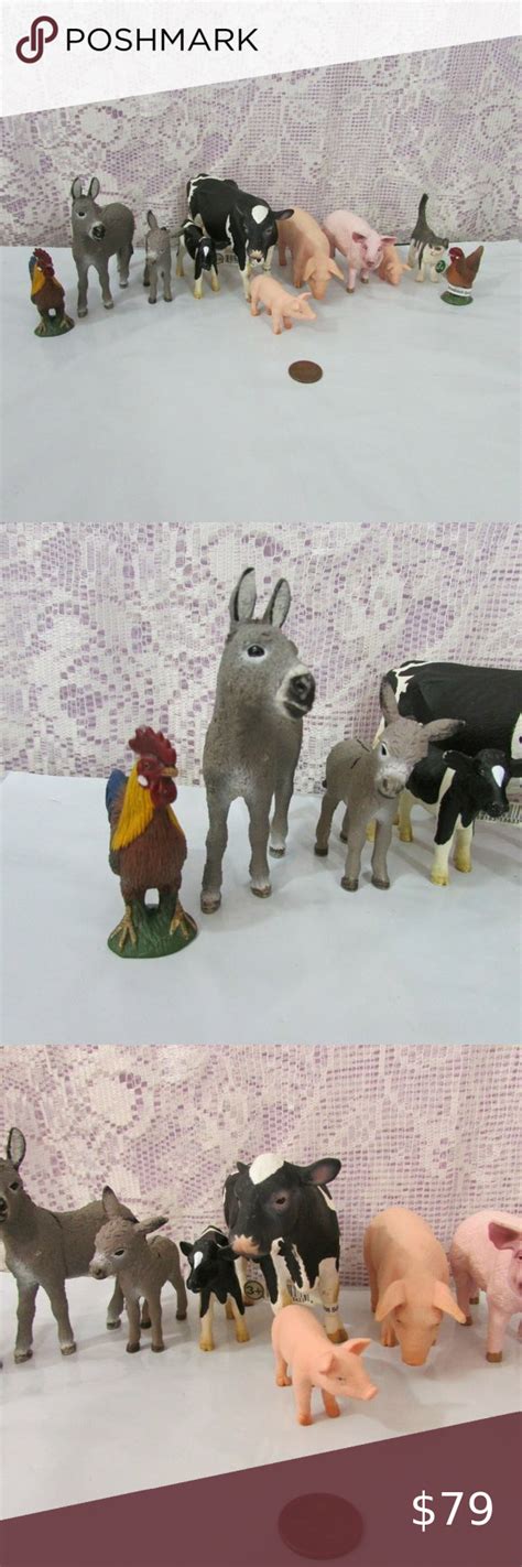 Schleich Farm Barnyard Lot of 11 Collectible Animals Cows pigs donkeys ...