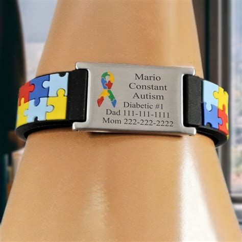 Engraved Medical Alert Bracelet for Kid, Children's Autism Awareness ...