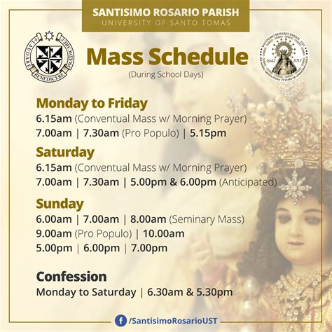 Mass Schedule - Santísimo Rosario Parish-UST