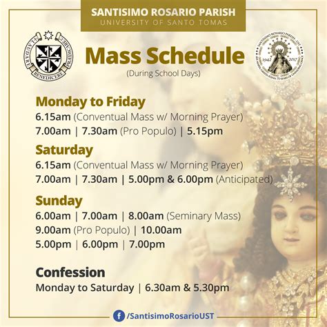 Mass Schedule - Santísimo Rosario Parish-UST