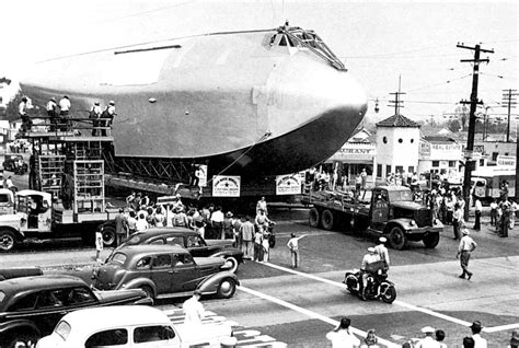 Shuttling Howard Hughes’ Spruce Goose on its way to Long Beach.