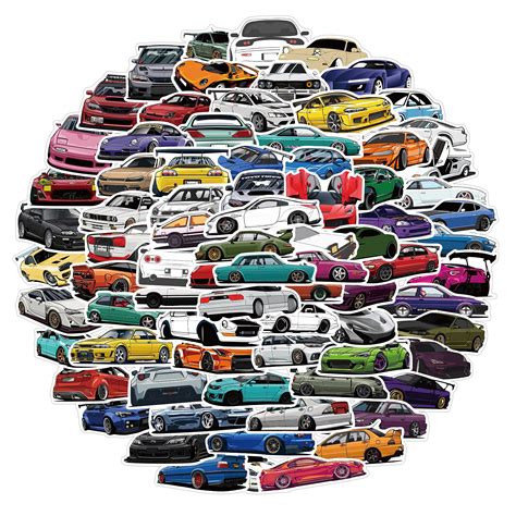 Buy XINJIAN JDM Race Car Stickers Packs 100PCS, Vinyl Waterproof Stickers for Laptop, Water ...