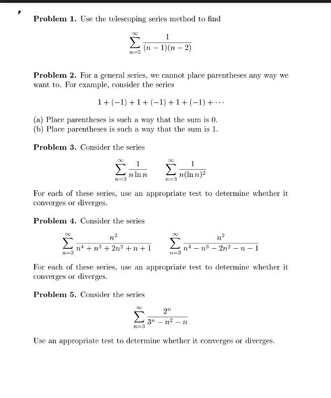 Solved Problem 1. Use the telescoping series method to find | Chegg.com