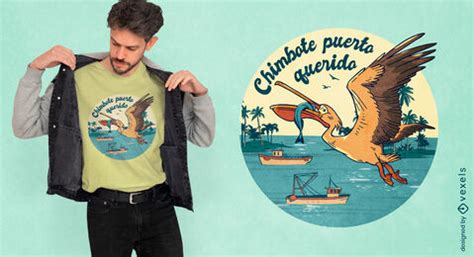 Pelican Bird With Fish T-shirt Design Vector Download