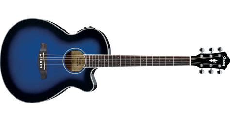 Ibanez AEG10II Cutaway Acoustic Electric Guitar, Transparent Blue Sunburst - 606559807208