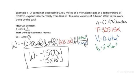 How to Calculate Work Done by an Isothermal Process | Physics | Study.com