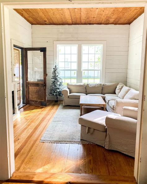 Farmhouse Living Room With Shiplap Walls - Soul & Lane