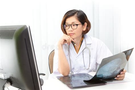 Doctor Working by Watching To Computer Monitor Stock Photo - Image of ...