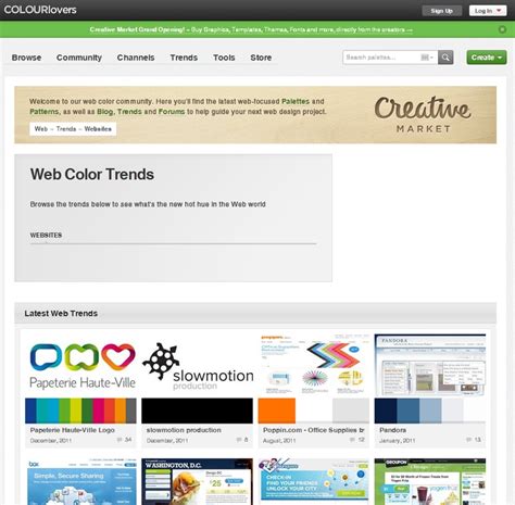 Find trending web designs and the color pallets used in the community section of colourlovers ...