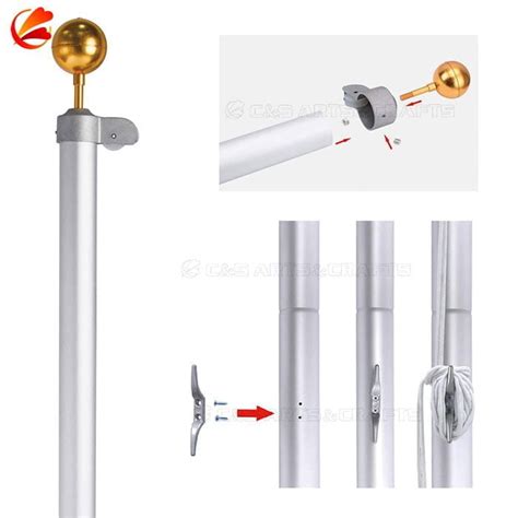 Quality 20FT Flag Pole Kit With Golden Ball for 3x5FT Flag