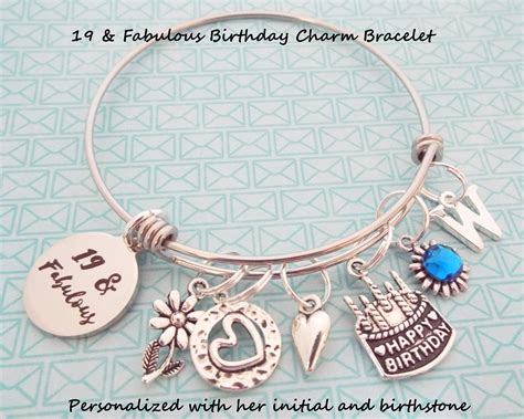 Girl's 19th Birthday Gift, 19 Year Old Girl Personalized Gift, Gift for Her, Birthstone Bracelet ...