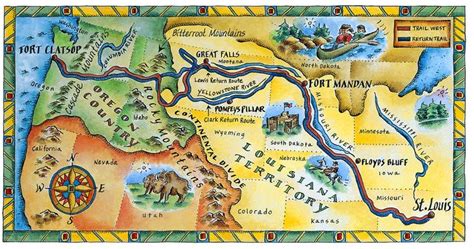 Lewis & Clark Expedition Map by Jennifer Thermes | Lewis and clark trail, Lewis and clark, Lewis ...