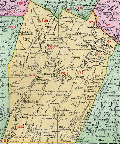 Bedford County, Pennsylvania 1911 Map by Rand McNally, Everett, St. Clairsville, Saxton, PA