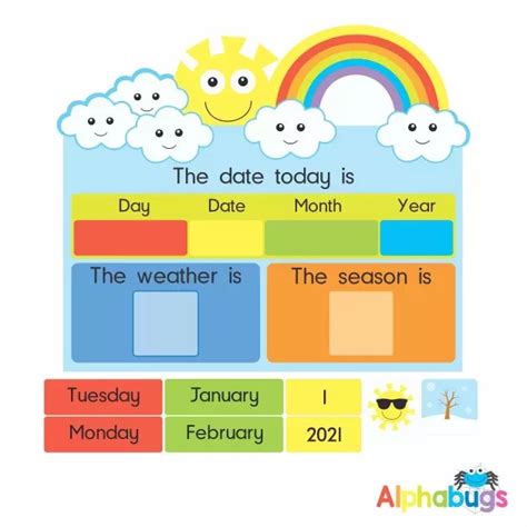 5 Day Date & Weather Chart | Alphabugs