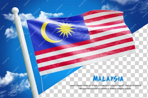 Premium PSD | Malaysia realistic flag 3d render isolated or 3d Malaysia waving flag illustration