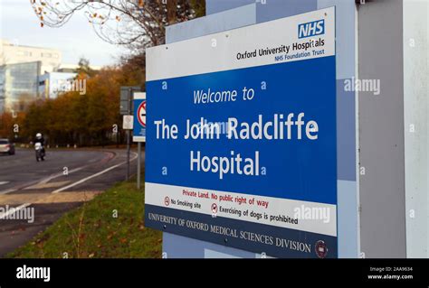 General view of the sign at the John Radcliffe Hospital in Oxford. PA Photo. Picture date ...