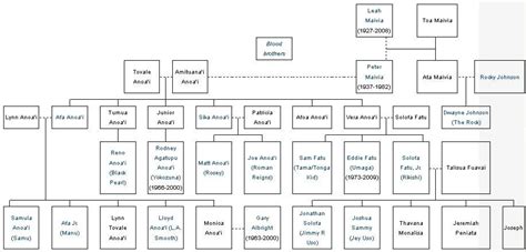 Anoa'i family tree (composed of wrestlers such as The Rock, Rosey, Usos etc.) : WWE