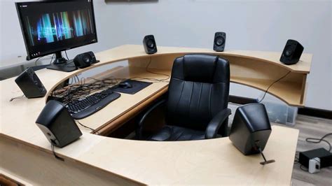 I wanted a desk for surround sound. | Desk, Studio desk, Woodworking