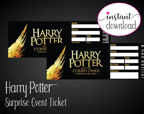 Printable HARRY POTTER Broadway Surprise Ticket. Editable | Etsy