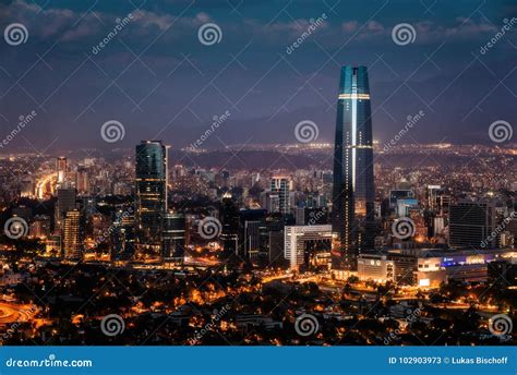 Santiago de Chile Skyline editorial stock photo. Image of financial ...