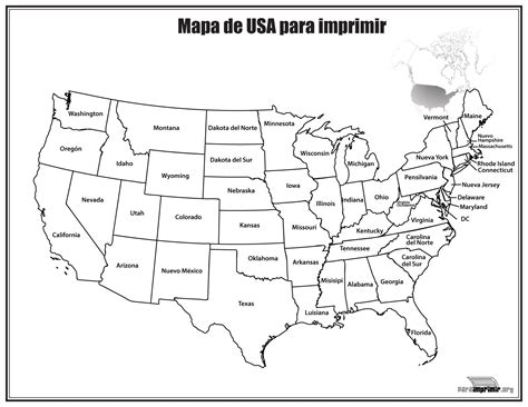 Mapa para imprimir USA | Mapa de estados unidos, Estados y capitales ...